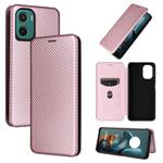 For Motorola Moto G05 / E15 Carbon Fiber Texture Flip Leather Phone Case(Pink)