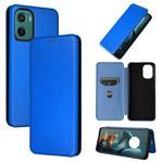 For Motorola Moto G05 / E15 Carbon Fiber Texture Flip Leather Phone Case(Blue)