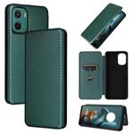 For Motorola Moto G05 / E15 Carbon Fiber Texture Flip Leather Phone Case(Green)