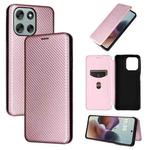 For Motorola Moto G56 / G66j / G66y 5G Carbon Fiber Texture Flip Leather Phone Case(Pink)
