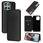 For Motorola Moto G56 / G66j / G66y 5G Carbon Fiber Texture Flip Leather Phone Case(Black)