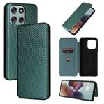 For Motorola Moto G56 / G66j / G66y 5G Carbon Fiber Texture Flip Leather Phone Case(Green)