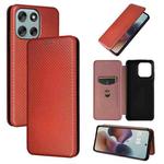 For Motorola Moto G56 / G66j / G66y 5G Carbon Fiber Texture Flip Leather Phone Case(Brown)