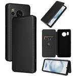 For Sharp Aquos Sense8 Carbon Fiber Texture Flip Leather Phone Case(Black)