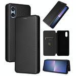 For Sony Xperia 5 V 2023 Carbon Fiber Texture Flip Leather Phone Case(Black)