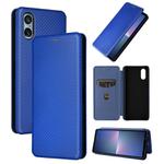 For Sony Xperia 5 V 2023 Carbon Fiber Texture Flip Leather Phone Case(Blue)