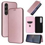 For Sony Xperia 1 VI 2024 Carbon Fiber Texture Flip Leather Phone Case(Pink)