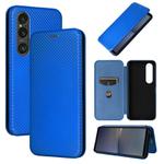 For Sony Xperia 1 VI 2024 Carbon Fiber Texture Flip Leather Phone Case(Blue)