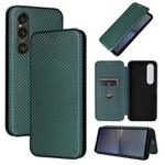 For Sony Xperia 1 VI 2024 Carbon Fiber Texture Flip Leather Phone Case(Green)