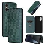 For Sony Xperia 10 VI 2024 Carbon Fiber Texture Flip Leather Phone Case(Green)