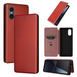 For Sony Xperia 10 VI 2024 Carbon Fiber Texture Flip Leather Phone Case(Brown)