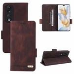 For Honor 90 Pro Magnetic Clasp Flip Leather Phone Case(Brown)
