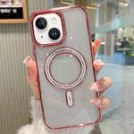 For iPhone 14 Plus MagSafe Magnetic Transparent TPU Electroplated Phone Case(Rose Gold)