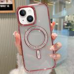 For iPhone 14 MagSafe Magnetic Transparent TPU Electroplated Phone Case(Rose Gold)