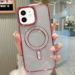 For iPhone 12 MagSafe Magnetic Transparent TPU Electroplated Phone Case(Rose Gold)