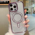 For iPhone 12 Pro Max MagSafe Magnetic Transparent TPU Electroplated Phone Case(Purple)