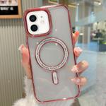 For iPhone 11 MagSafe Magnetic Transparent TPU Electroplated Phone Case(Rose Gold)