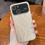 For iPhone 13 Wood Grain Large Window Electroplated + Acrylic Phone Case(Gold)