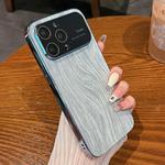 For iPhone 11 Pro Wood Grain Large Window Electroplated + Acrylic Phone Case(Blue)