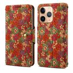 For iPhone 11 Pro Max Denior Flower Language Series Cork Fabric Oil Edge Leather Phone Case(Summer)