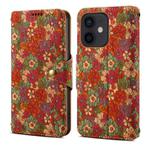 For iPhone 12 Denior Flower Language Series Cork Fabric Oil Edge Leather Phone Case(Summer)