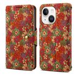 For iPhone 13 Denior Flower Language Series Cork Fabric Oil Edge Leather Phone Case(Summer)