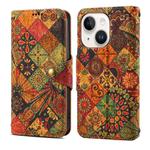 For iPhone 14 Plus Denior Flower Language Series Cork Fabric Oil Edge Leather Phone Case(Autumn)