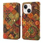 For iPhone 15 Denior Flower Language Series Cork Fabric Oil Edge Leather Phone Case(Autumn)