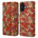 For iPhone 16 Plus Denior Flower Language Series Cork Fabric Oil Edge Leather Phone Case(Summer)