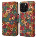 For iPhone 16 Pro Max Denior Flower Language Series Cork Fabric Oil Edge Leather Phone Case(Spring)