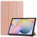 For Samsung Galaxy Tab S7 T870 Custer Texture Horizontal Flip Leather Case with Three-folding Holder & Sleep / Wake-up Function(Rose Gold)