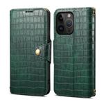 For iPhone 15 Pro Max Denior Crocodile Texture Oil Edge Leather Phone Case(Green)