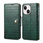 For iPhone 15 Plus Denior Crocodile Texture Oil Edge Leather Phone Case(Green)