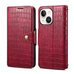 For iPhone 14 Plus Denior Crocodile Texture Oil Edge Leather Phone Case(Rose Red)