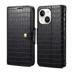 For iPhone 14 Plus Denior Crocodile Texture Oil Edge Leather Phone Case(Black)