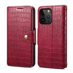 For iPhone 14 Pro Denior Crocodile Texture Oil Edge Leather Phone Case(Rose Red)