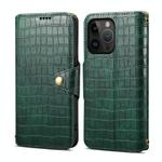 For iPhone 14 Pro Max Denior Crocodile Texture Oil Edge Leather Phone Case(Green)