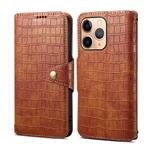 For iPhone 11 Pro Max Denior Crocodile Texture Oil Edge Leather Phone Case(Brown)