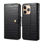 For iPhone 11 Pro Max Denior Crocodile Texture Oil Edge Leather Phone Case(Black)