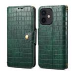 For iPhone 11 Denior Crocodile Texture Oil Edge Leather Phone Case(Green)