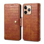 For iPhone 11 Pro Denior Crocodile Texture Oil Edge Leather Phone Case(Brown)