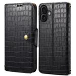 For iPhone 16 Plus Denior Crocodile Texture Oil Edge Leather Phone Case(Black)