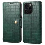 For iPhone 16 Pro Denior Crocodile Texture Oil Edge Leather Phone Case(Green)