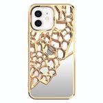 For iPhone 11 Mirror Style Hollow Heat Dissipation Electroplated  TPU Phone Case(Gold)