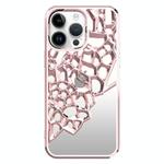 For iPhone 12 Pro Mirror Style Hollow Heat Dissipation Electroplated  TPU Phone Case(Pink)