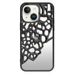 For iPhone 13 Mirror Style Hollow Heat Dissipation Electroplated  TPU Phone Case(Black)