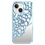 For iPhone 13 Mirror Style Hollow Heat Dissipation Electroplated  TPU Phone Case(Blue)