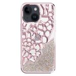 For iPhone 15 Diamond Style Hollow Heat Dissipation Electroplated  TPU Phone Case(Pink)