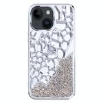 For iPhone 15 Diamond Style Hollow Heat Dissipation Electroplated  TPU Phone Case(Silver)