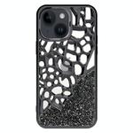 For iPhone 14 Plus Diamond Style Hollow Heat Dissipation Electroplated  TPU Phone Case(Black)